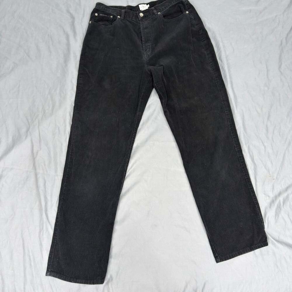 Calvin Klein Women's Black Corduroy Straight Leg Pants‎ Size 12